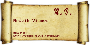 Mrázik Vilmos névjegykártya
